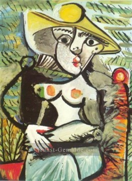 Femme au chapeau assise Abstrakter Akt Ölgemälde